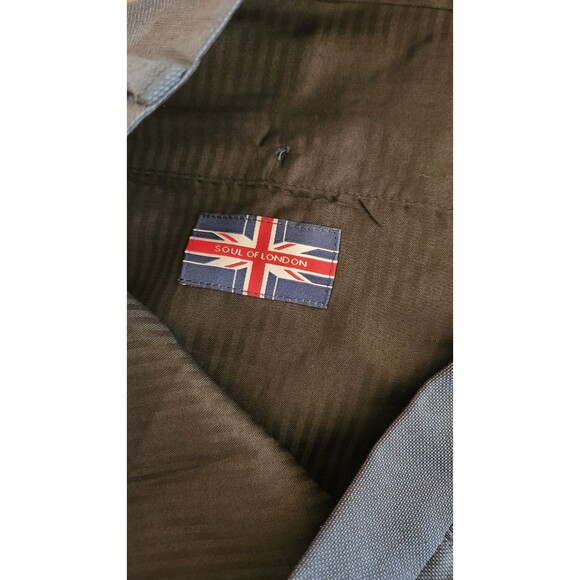 Soul Of London Dress Pants Size 39R Unhemmed Pleated Gray Blue Textured NEW - Picture 3 of 8